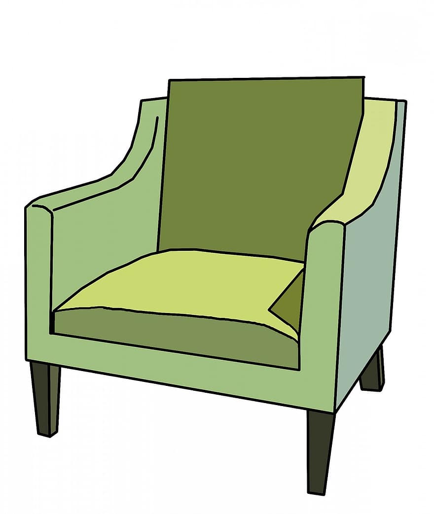 groen, arm, stoel, Meubels, kussen