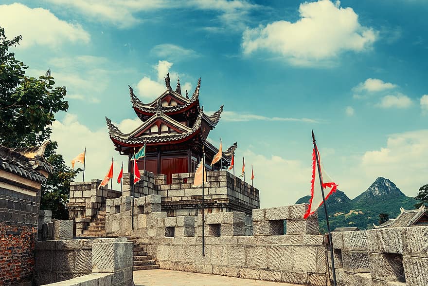 여행, 중국, 고대의, 도시 장벽