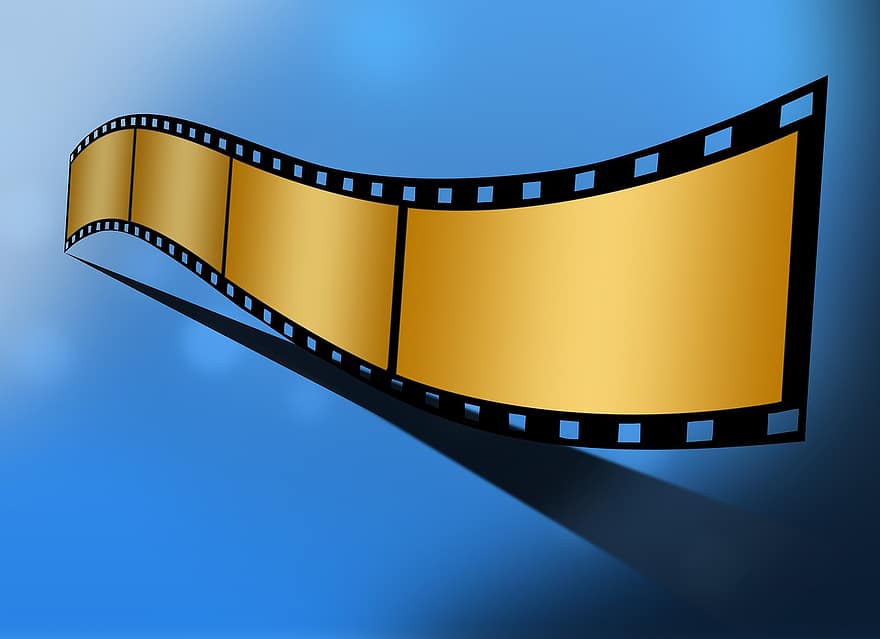 Gold, Bank, Movie, Reel, Film, Cinema, Entertainment, Cinematography, Filmstrip, Theater, Bokeh