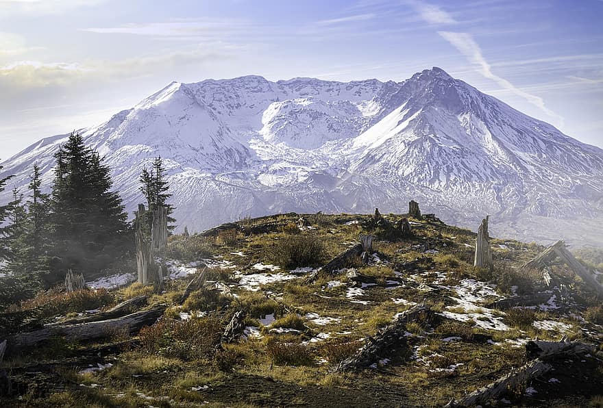 hora, mount saint helens, Příroda, scenérie, krajina, sopka, státu Washington, evergreen
