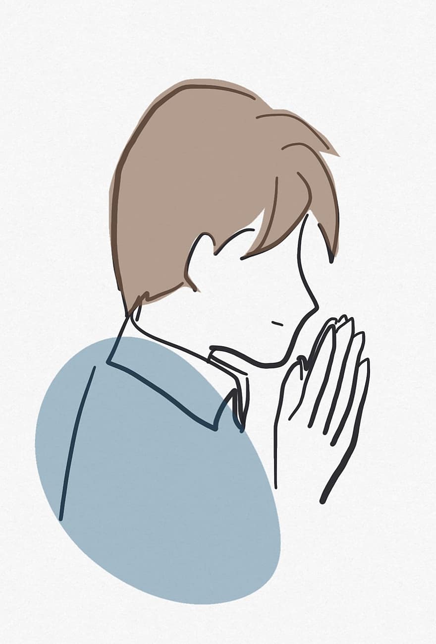 Christian Man, Christian, Praying, Prayer, Drawing, men, illustration, vector, cartoon, one person, businessman