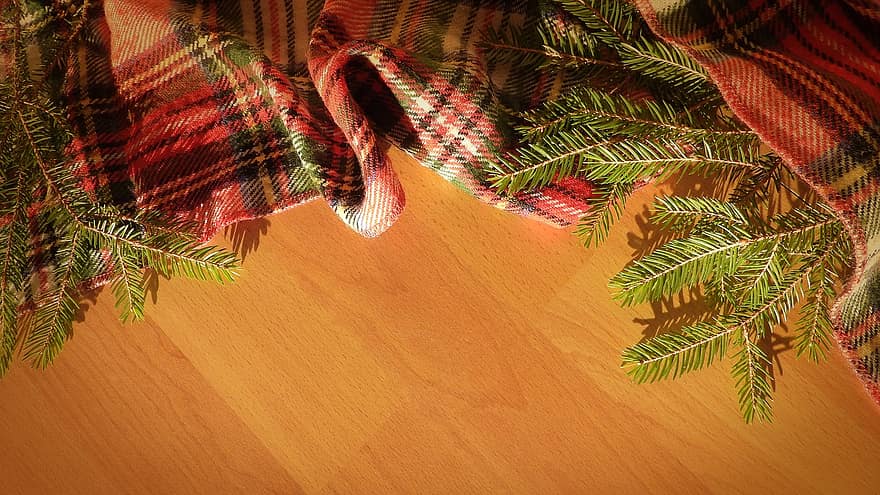 クリスマス、針、枝、スカーフ、立方体、物質、家の快適さ、あたたかい、木材、バックグラウンド、休日