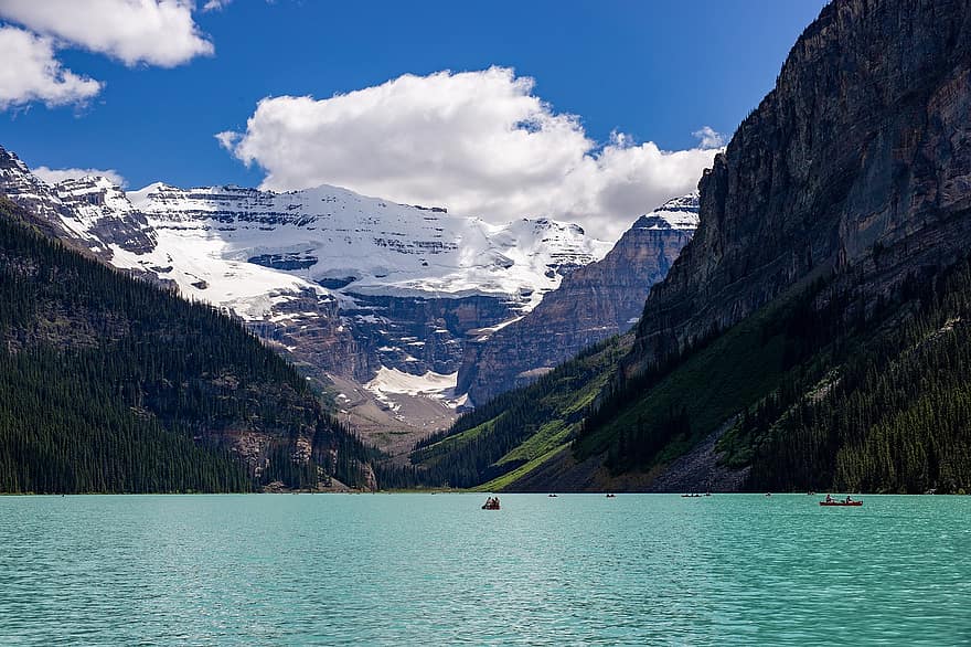 lago, montañas, Canadá, alberta, naturaleza