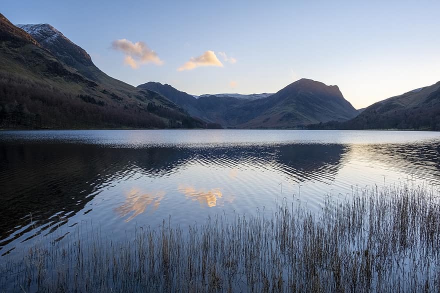 Buttermere, Buttermere søen, morgen, sø, Nationalpark, Cumbria, landskabet, blå time, tidlig morgen, serence, landskab