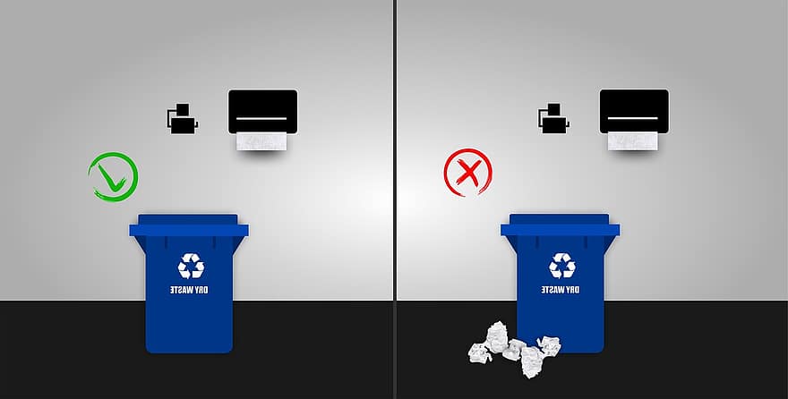 zásobník, odpadky, odpad, recyklovat, papír, recyklace