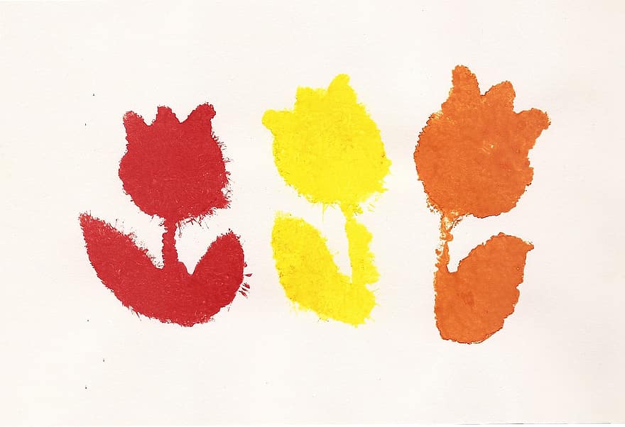 फूल, चित्रकारी, बच्चे की ड्राइंग, निशान, लाल