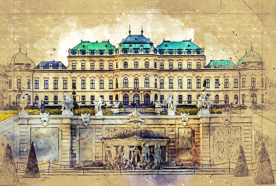 palais du belvédère, vienne, L'Autriche, bâtiment, architecture, voyager, tourisme, noble