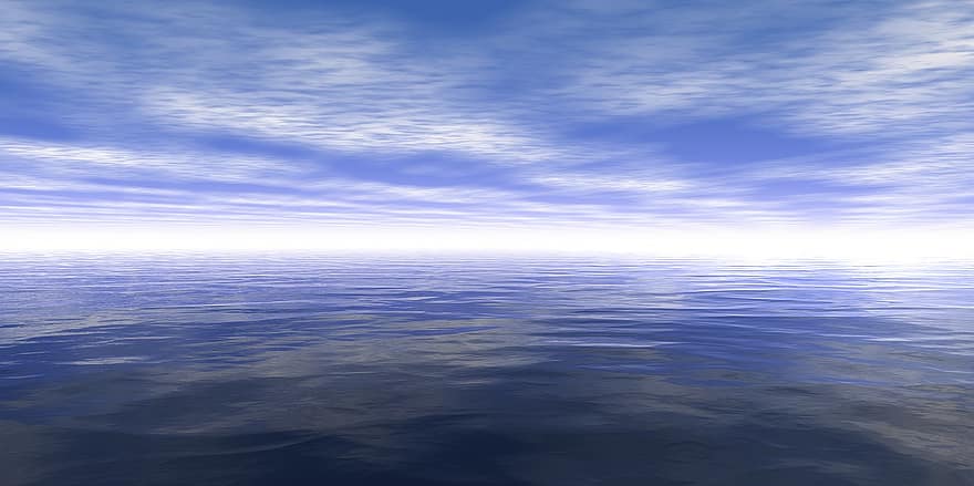 cielo, riflessione, acqua, oceano, mare, nuvole, panoramico, atmosferico