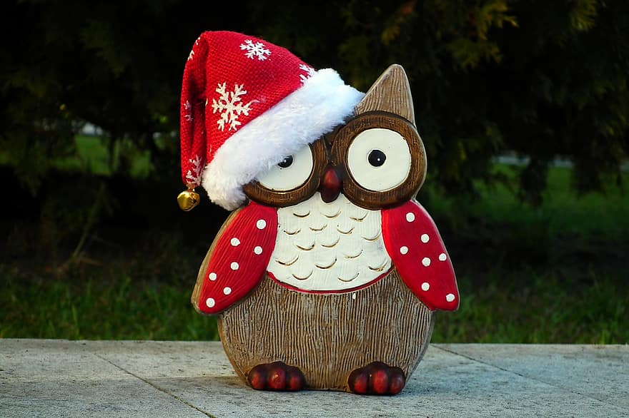 Santa Claus, Owl, Christmas, Holidays, Santa Cap, Figure, Christmas Decoration, Christmas Decor, Decoration