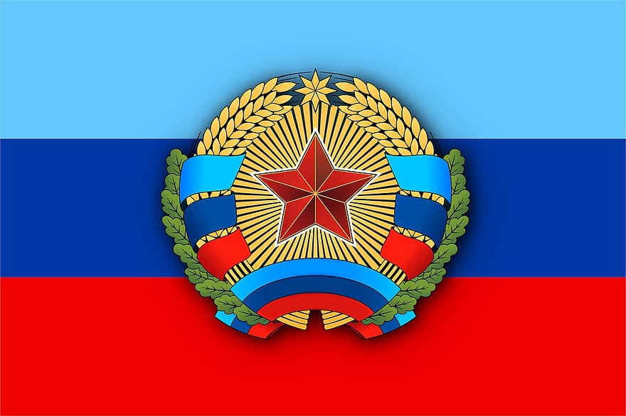 Lugansk folkerepublikk, flagg, politikk, Lnr, selvstendighet, republikk, tilståelse, stat, Øst-Europa, illustrasjon, symbol