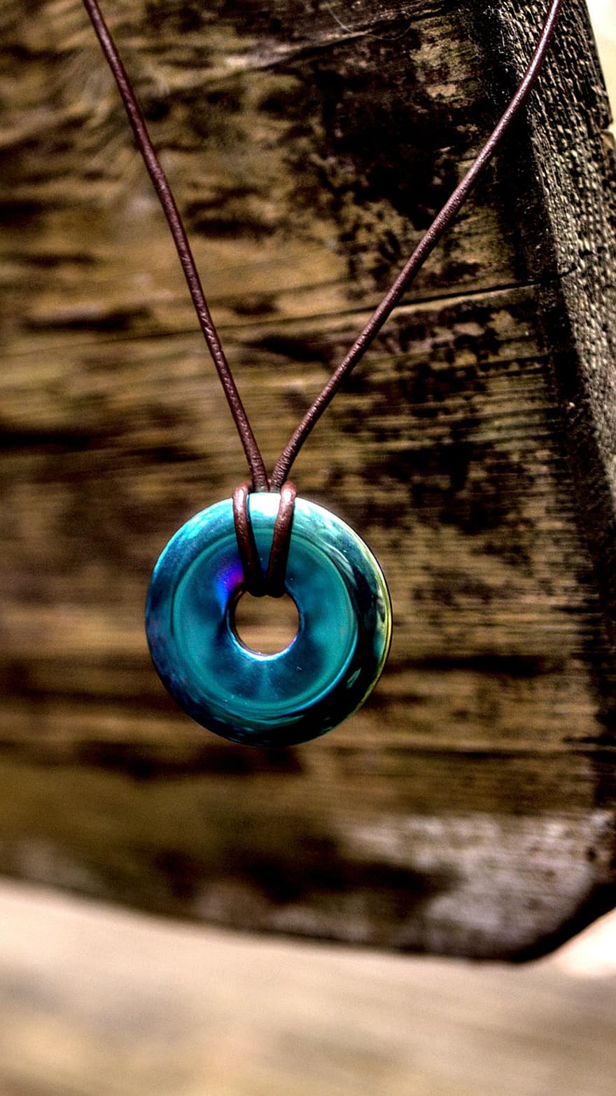 Talisman, Necklace, Jewelry, Blue Talisman, Medalion, Accessory, close-up, wood, backgrounds, single object, blue