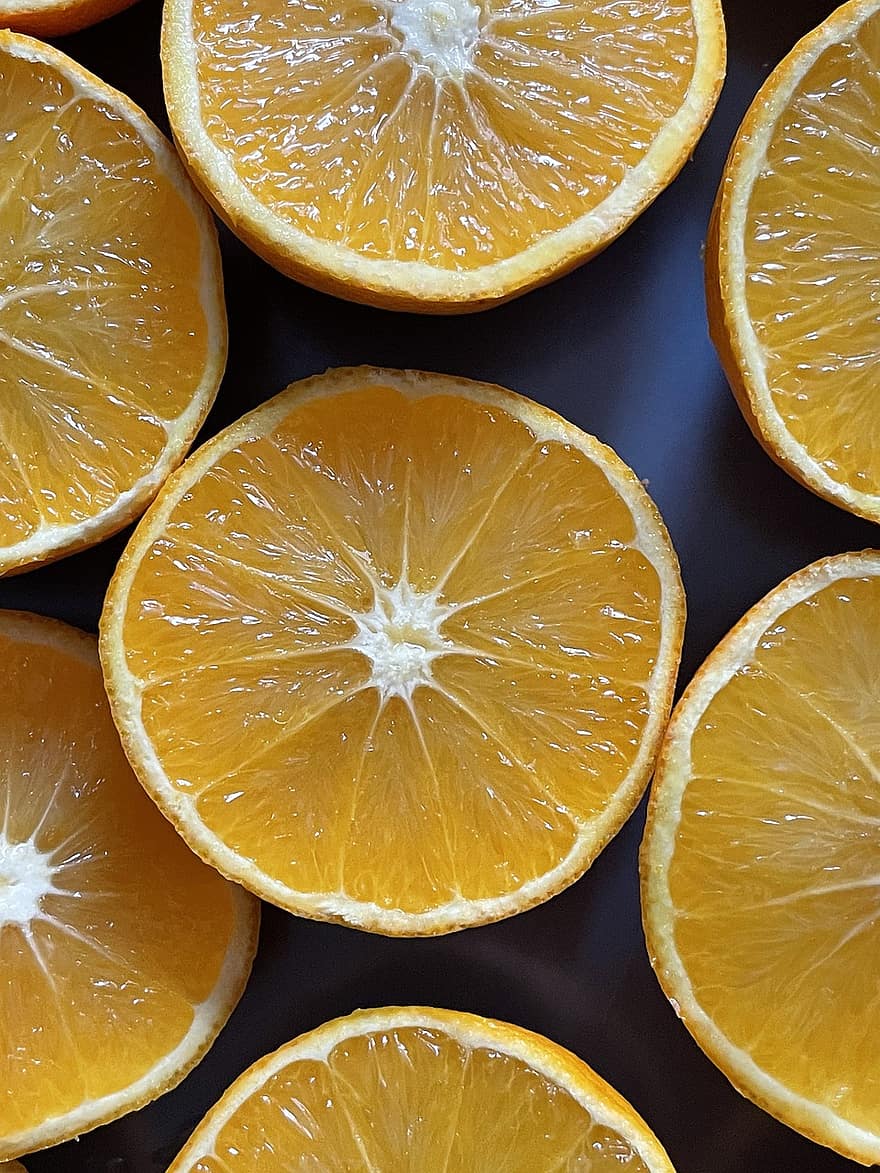 портокали, плодове, нарязан, прясно, витамини