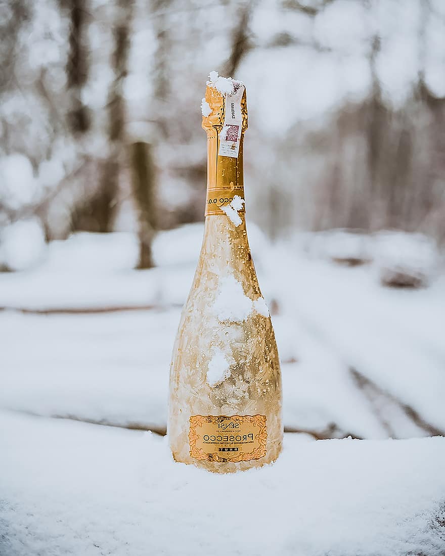 шампанско, бутилка, алкохол, вино, церемония, празнувам, навечерието на Нова Година, Просеко, зима