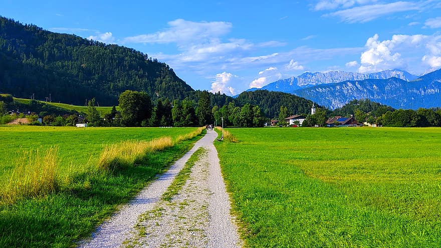 природа, път, селски, околност, на открито, пътуване, проучване, Oberaudorf, планини