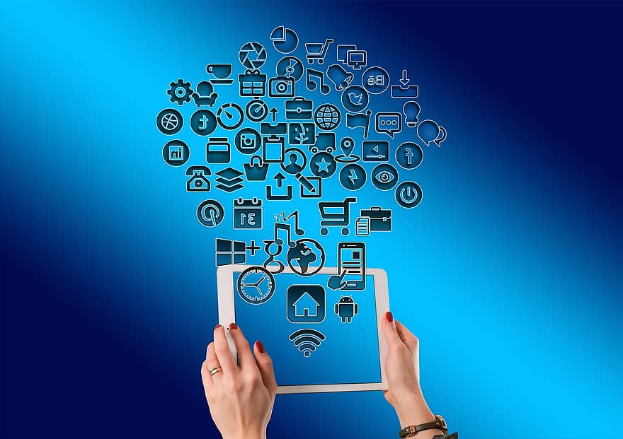 tablett, hånd, ipad, struktur, internett, nettverk, sosial, sosialt nettverk, logo, facebook, Google