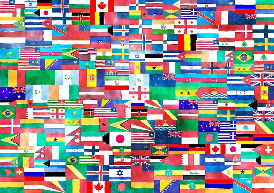 drapeaux, pays, états d'amérique, monde, international, la globalisation