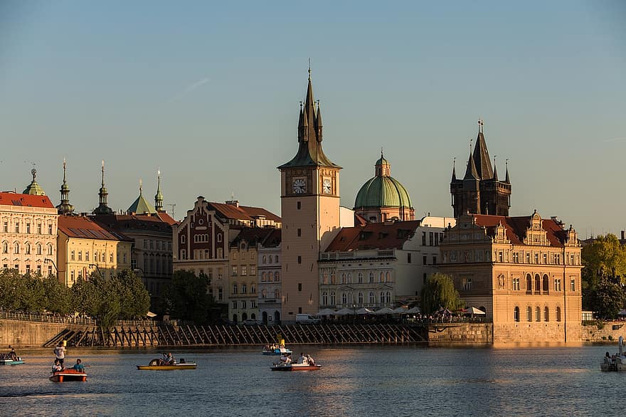 Kampa Park, Prague, River, Boats, Leisure, Czech Republic, Vltava, Buildings, City, Urban, Water