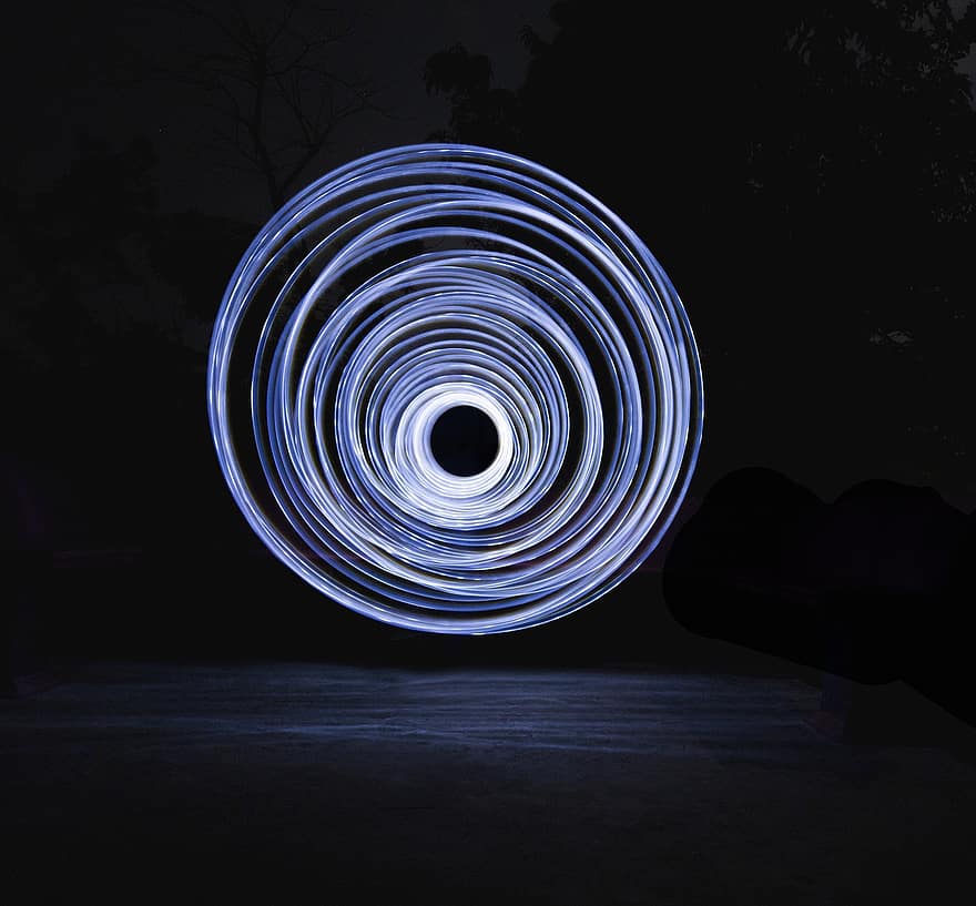Light Path, Light, White Light, White, Light Ray, Circle Light, backgrounds, blue, night, abstract, motion