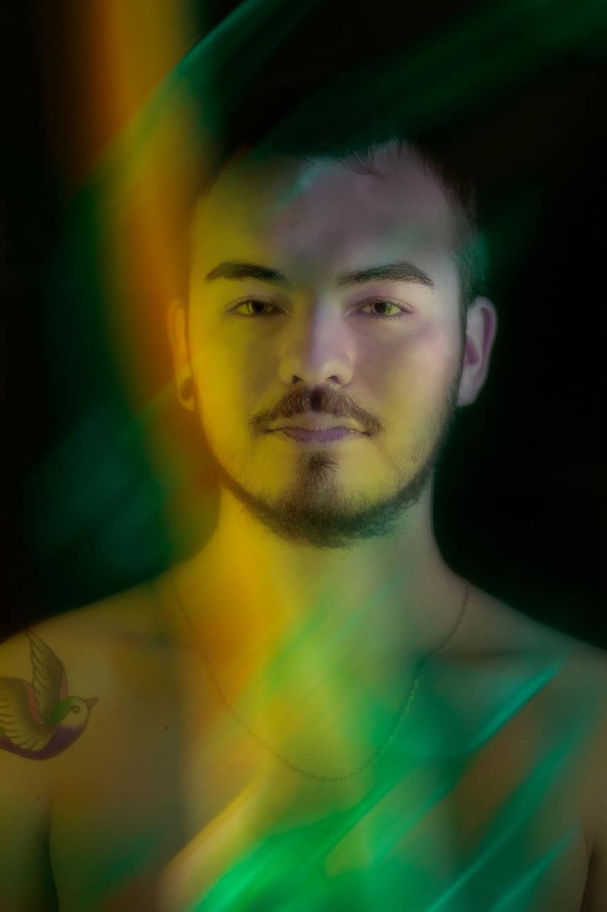 Man, Model, Portrait, Pose, Lighting Effects, Light, Boy, Young Man, Abstract, Colorful, Neon