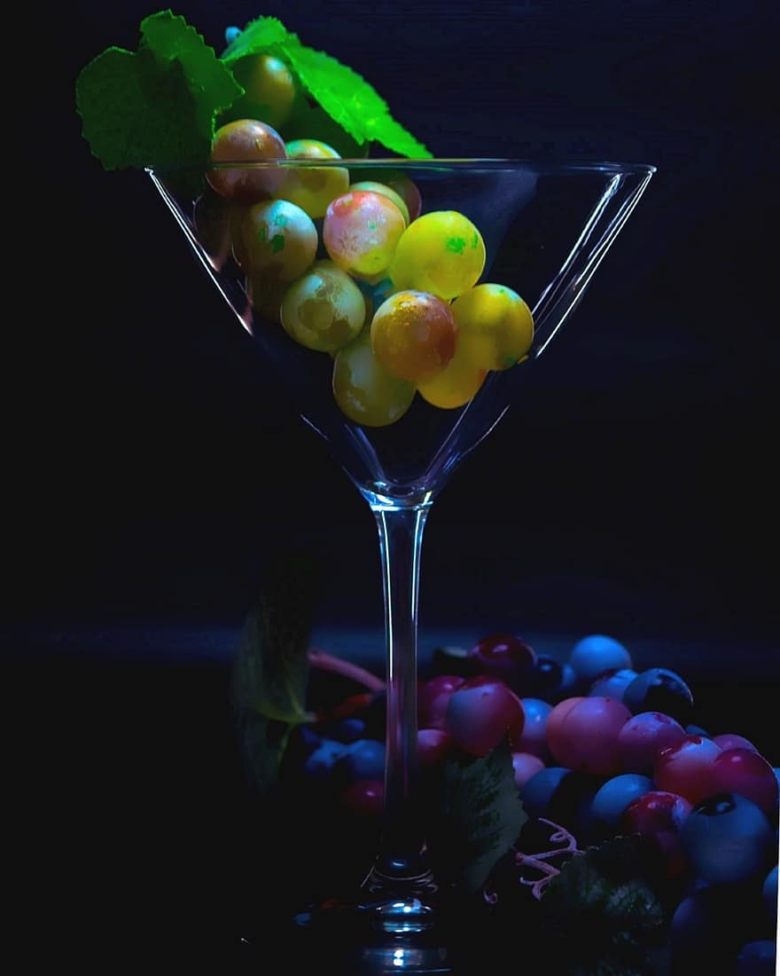 грозде, плодове, стъкло, коктейл, храна, вино, здрав, прясно