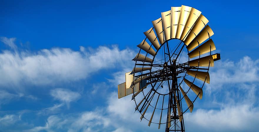 Windmill, Sky, Clouds, Wind Generator, blue, summer, technology, cloud, industry, propeller, generator