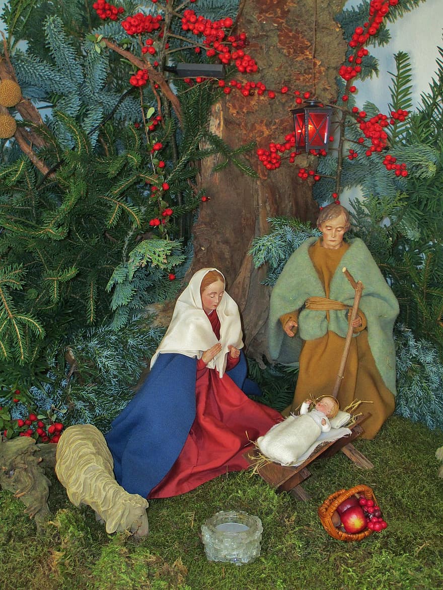 сцена на Рождество Христово, Коледа, Витлеем, християнство, религия, раждане на Исус, рождение на Христос, свято семейство, Йозеф, Мария, Исус