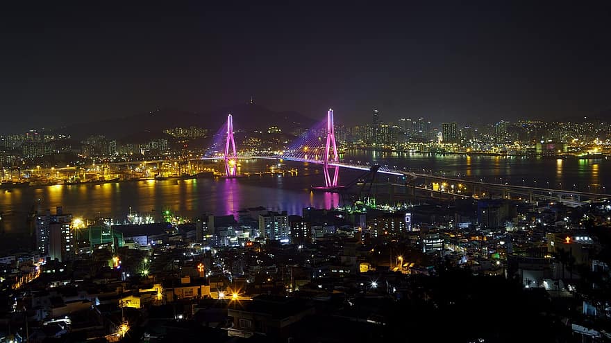jembatan, Korea, laut, Busan, pemandangan