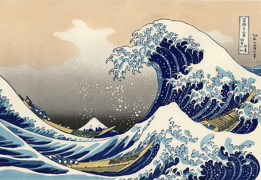 hình ảnh, bản in khắc gỗ, tranh khắc gỗ, làn sóng, Làn sóng lớn trước Kanagaw, tiếng Nhật, tác phẩm nghệ thuật, Katsushika Hokusai, hokusai, kanagawa, đã biết