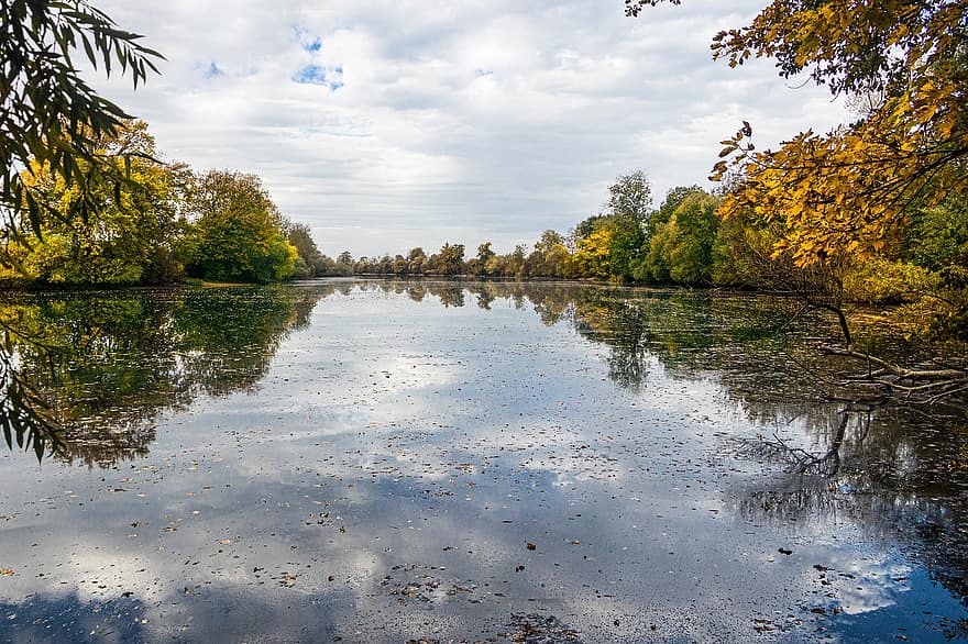 rivier-, mirroring, bomen, water reflectie, reflectie, herfst, water, humeur, meer, natuur, landschap