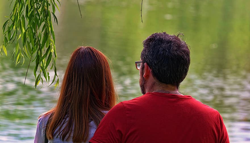 Couple, Leisure, Park, Man, Woman, Young, Romantic, Love, Relationship, Outdoors, Lake