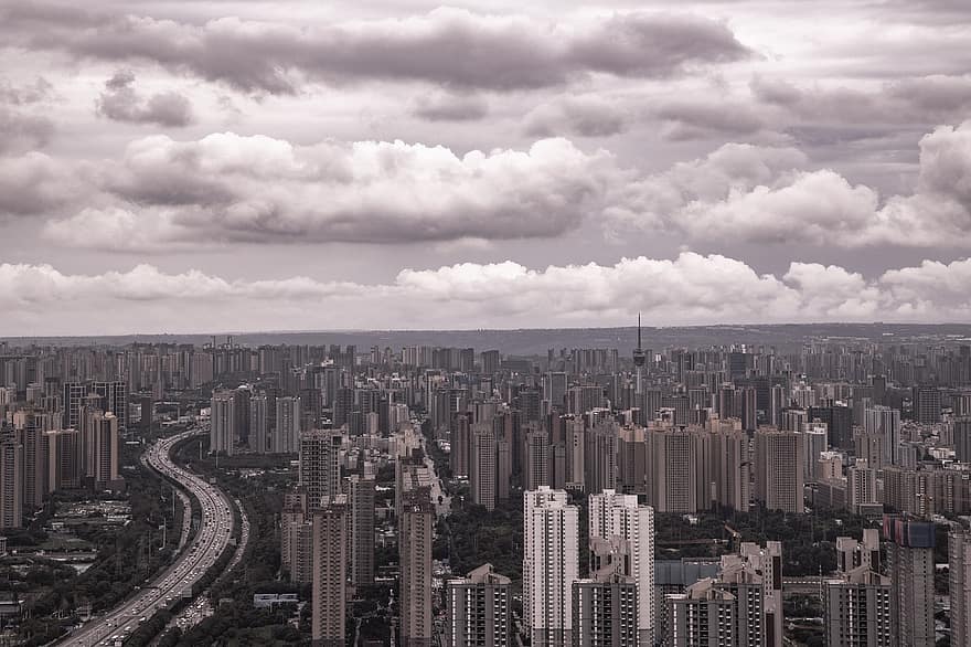 Budynki, Miasto, pejzaż miejski, drapacze chmur, dzielnica, śródmieście, metropolia, miejski, Pekin, Chiny, Trzeci pierścień południowy