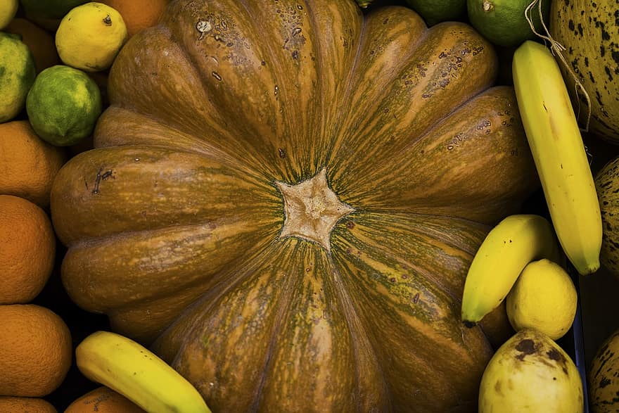 Pumpkin, Fruits, Autumn, Market, Produce, vegetable, freshness, fruit, food, agriculture, yellow