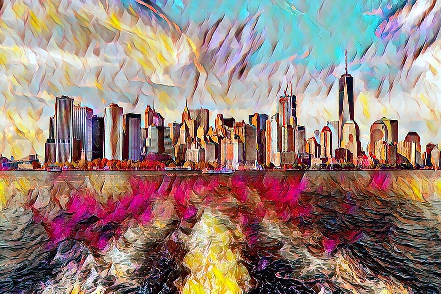 skyline, Manhattan, Nova york, cidade, EUA, América, viagem, paisagem urbana, arranha-céu, horizonte urbano, arquitetura