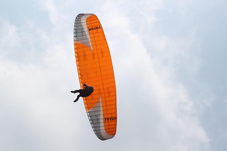 paragliding, parašiutu, sklandytuvas, dangus, sportas, debesys, skrydis