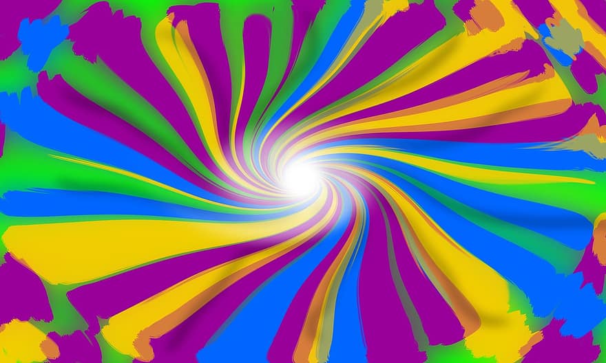 fond d'écran, vortex, bleu, vert, violet, jaune, abstraction, image, abstrait