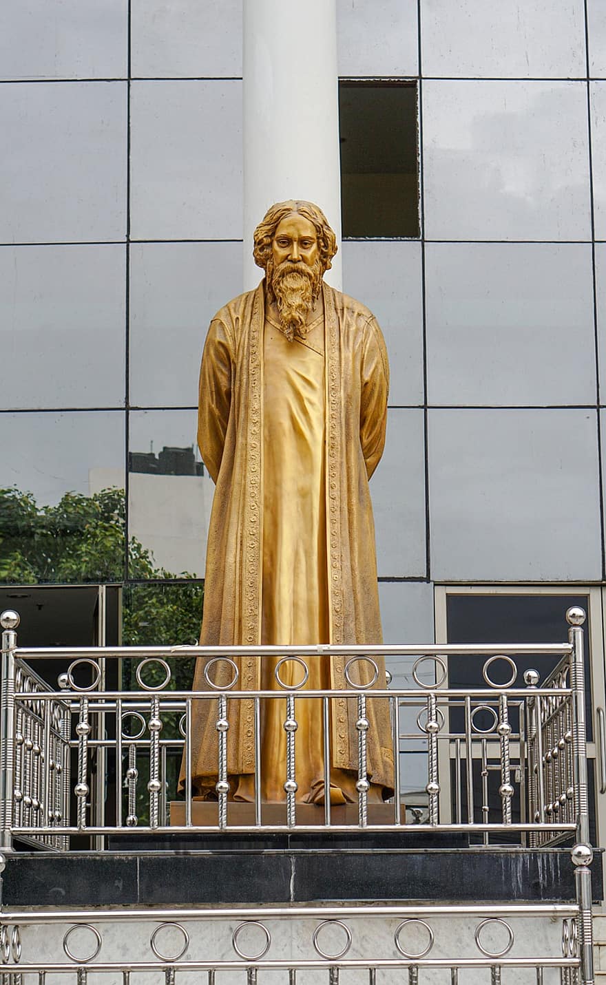 mężczyzna, statua, rzeźba, pomnik, Rabindra Nath, Posąg Rabindranatha, Indie, pisarz, portret, Model