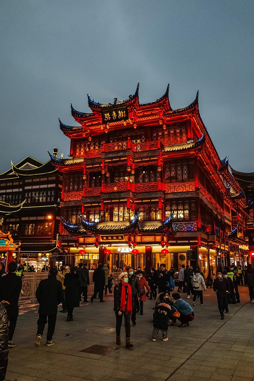 construção, festival, ano Novo, luzes, noite, lugar famoso, culturas, cultura chinesa, viagem, arquitetura, destinos de viagem