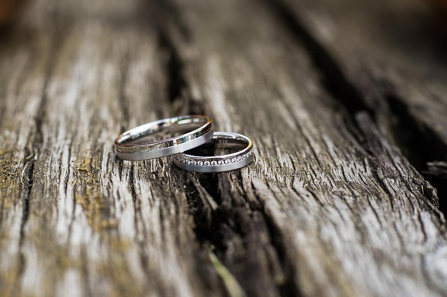 結婚指輪、指輪、宝石、結婚式、木材