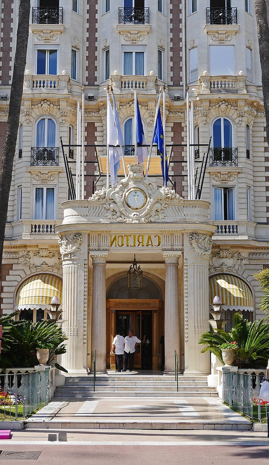 hotelli, arkkitehtuuri, ulkopuoli, julkisivu, Carlton hotelli, luksushotelli, Cannes, la croisette, mannertenvälinen, Carlton, ylellinen