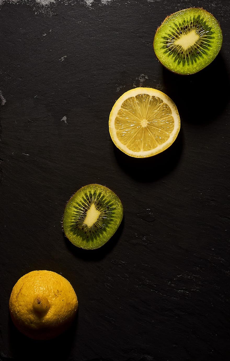 Lemon, Kiwi, Fruit, Food, Diet, freshness, citrus fruit, slice, healthy eating, close-up, dieting