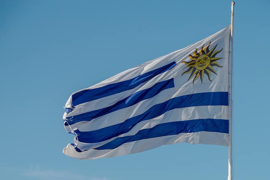 bandeira, Uruguai, Dom, patriotismo, azul, símbolo, vento, fechar-se, marco nacional, bandeira americana, dia