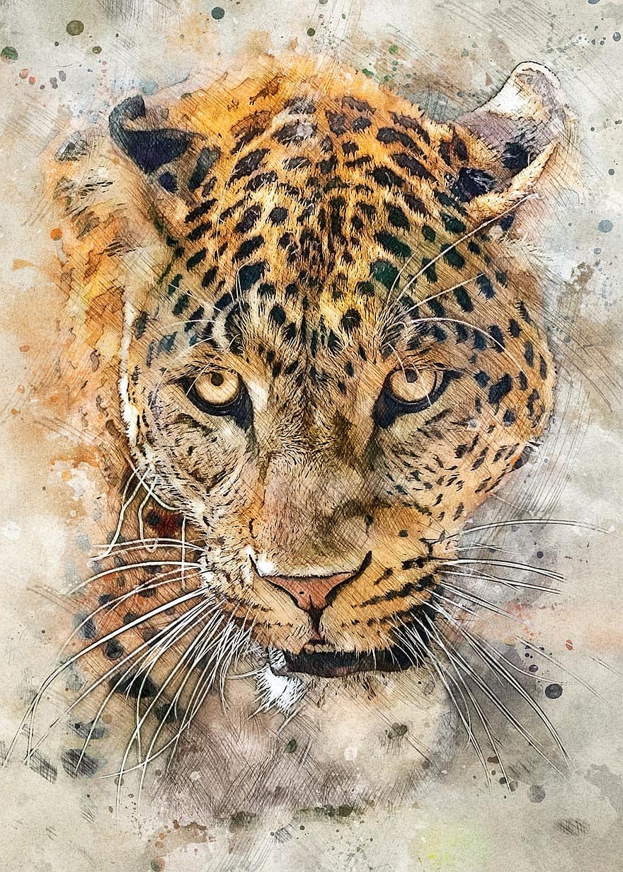 jaguar, vild kat, feline, dyr, natur, dyreliv, kunst