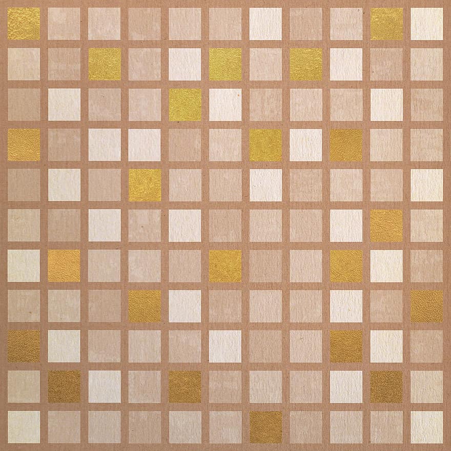 Muster, Quadrate, golden, grau, Mosaik-