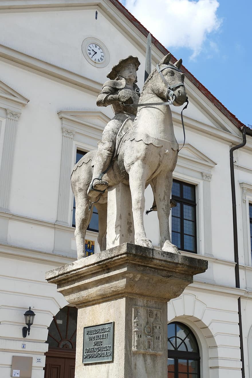 szobor, ló, kard, lovag, emlékmű, Roland, történelmi központ, történelmileg