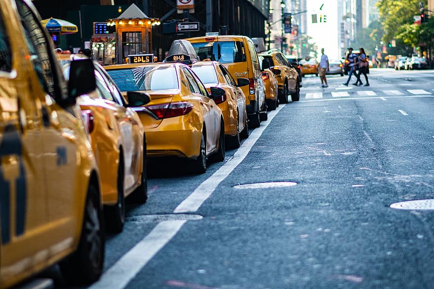 taxi, cotxes, cotxes de taxi, ciutat, urbà, transport, nyc, nyc taxi, trànsit, Manhattan