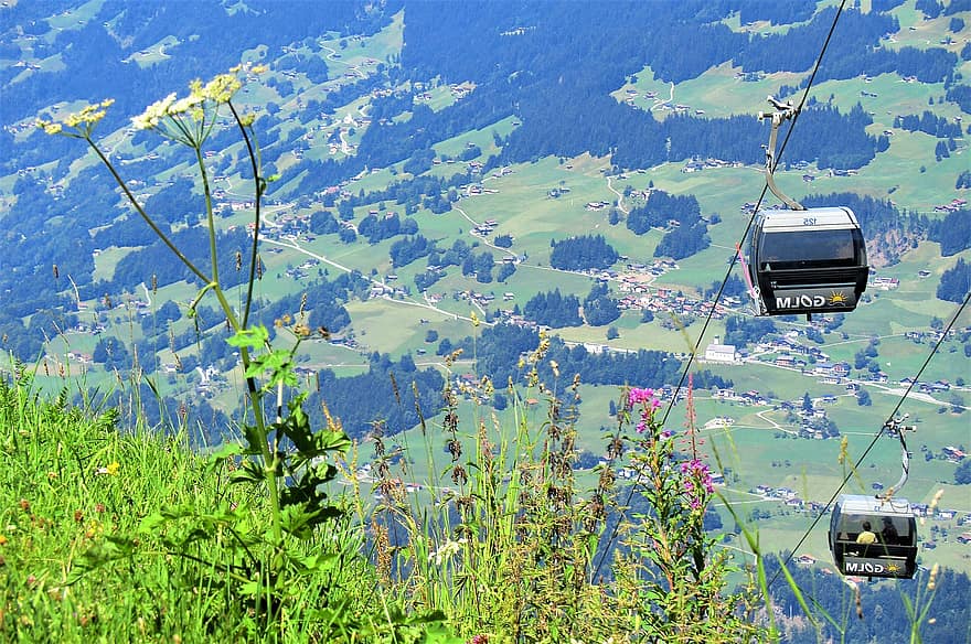 teleferic, Montafon, Golmer Track, munţi, peisaj, Austria, transport, peisaj montan, Vorarlberg, Alpi, călătorie