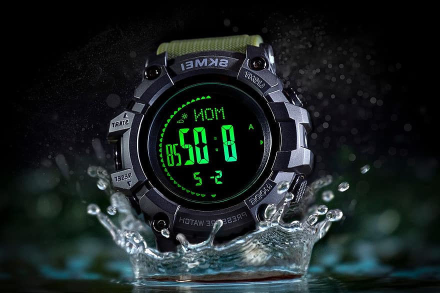 時計、腕時計、Skmeiウォッチ、デジタル腕時計、電子時計、防水時計、耐衝撃時計、製品の写真
