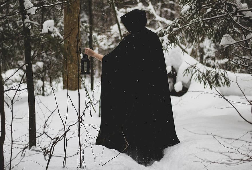 ragana, vednis, maģija, stāsts, mežs, raksturs, sniegs, ārā