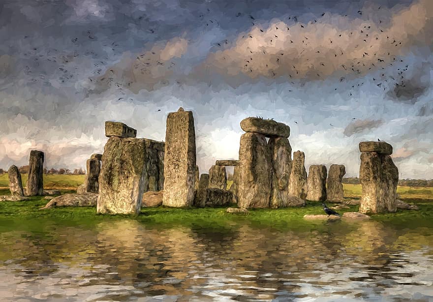 Anglia, Stonehenge, ősi, Britannia, őskori, Salisbury, vidéki táj, angol, tájkép, történelmi, szabadtéri