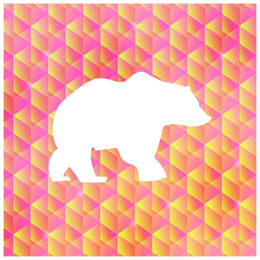 Bear, Colour, Photoshop, Illustrator, Drawing, Design, Pattern, Bright, White, Red, Yellow